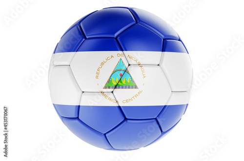 Soccer ball or football ball with Nicaraguan flag  3D rendering