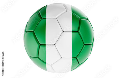 Soccer ball or football ball with Nigerian flag  3D rendering