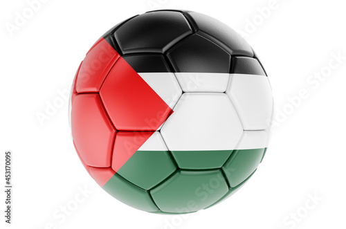 Soccer ball or football ball with Palestinian flag  3D rendering