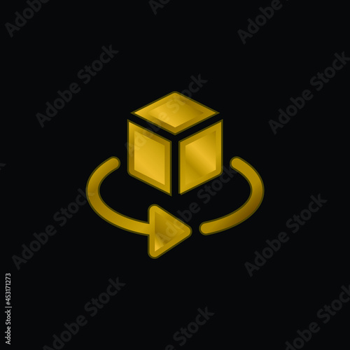 3d gold plated metalic icon or logo vector