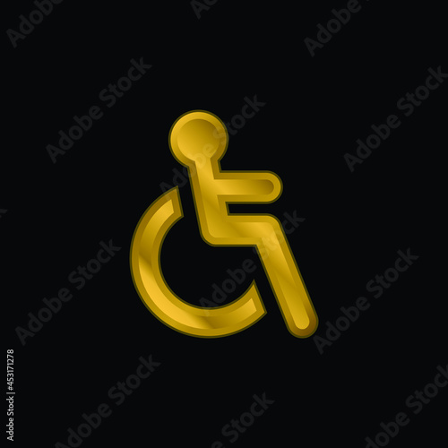Accesibility Sign gold plated metalic icon or logo vector