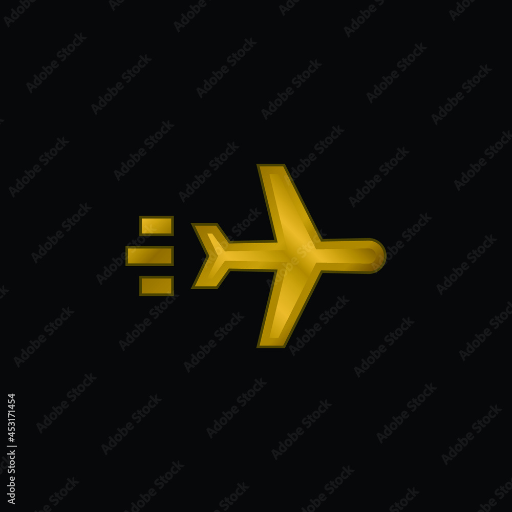 Airplane gold plated metalic icon or logo vector Airplane gold plated metalic icon or logo vector