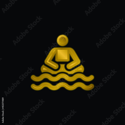 Beach gold plated metalic icon or logo vector
