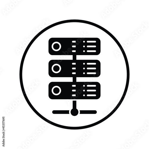 Database, hosting, server icon. Black vector graphics.