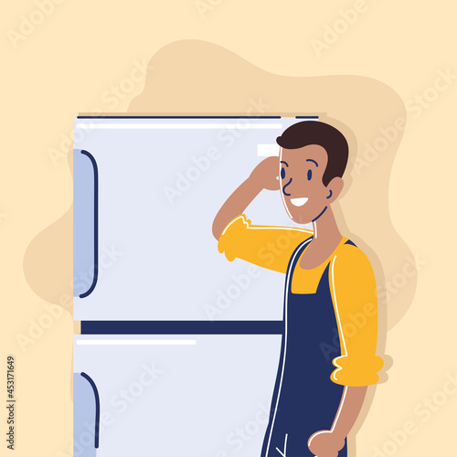 repairman and fridge