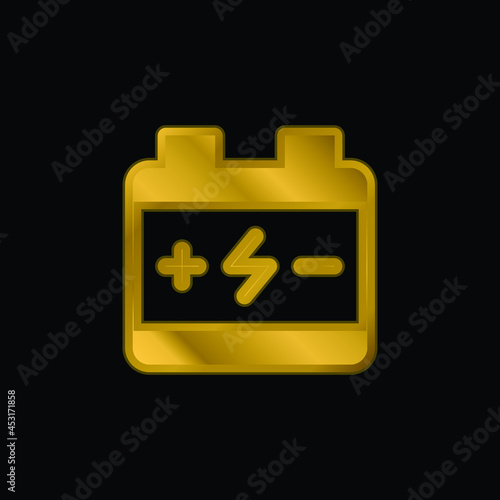 Battery gold plated metalic icon or logo vector