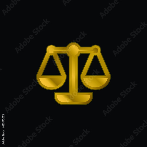 Balance gold plated metalic icon or logo vector