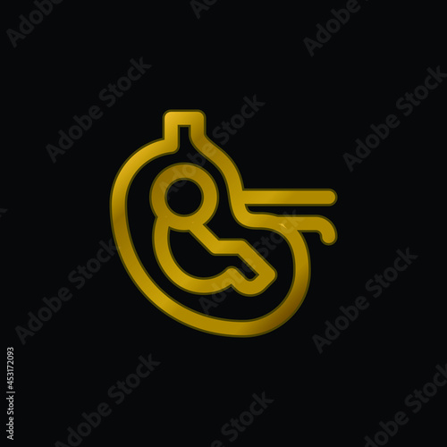 Baby gold plated metalic icon or logo vector