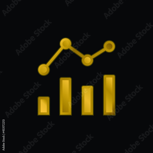 Analytics gold plated metalic icon or logo vector