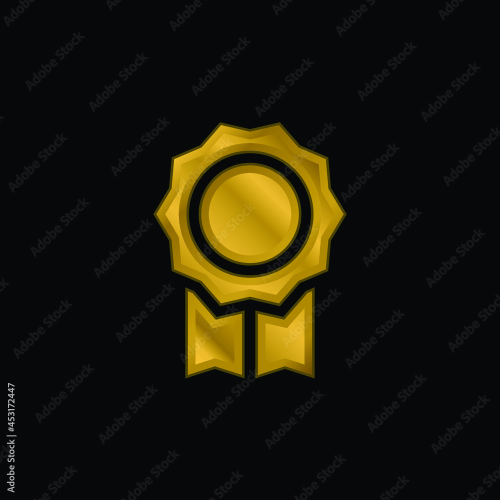 Naklejka premium Badge gold plated metalic icon or logo vector