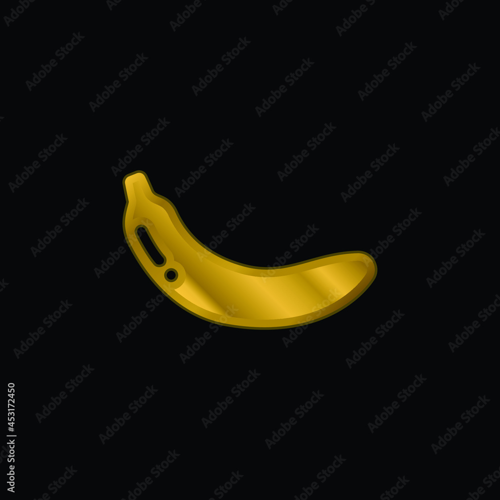 Banana gold plated metalic icon or logo vector