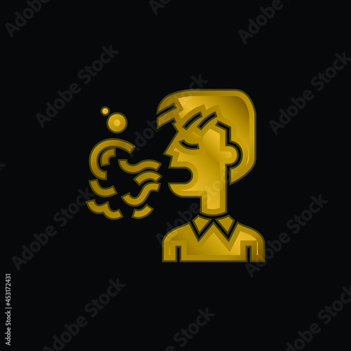 Bad Breath gold plated metalic icon or logo vector