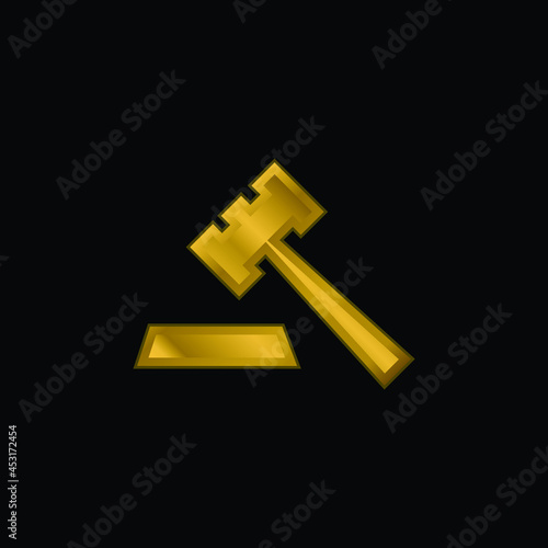 Auction gold plated metalic icon or logo vector