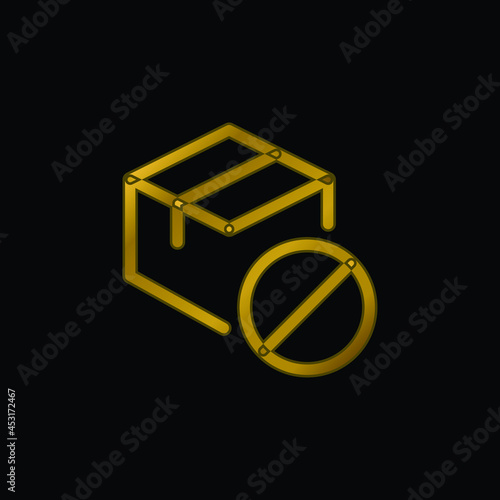 Banned gold plated metalic icon or logo vector