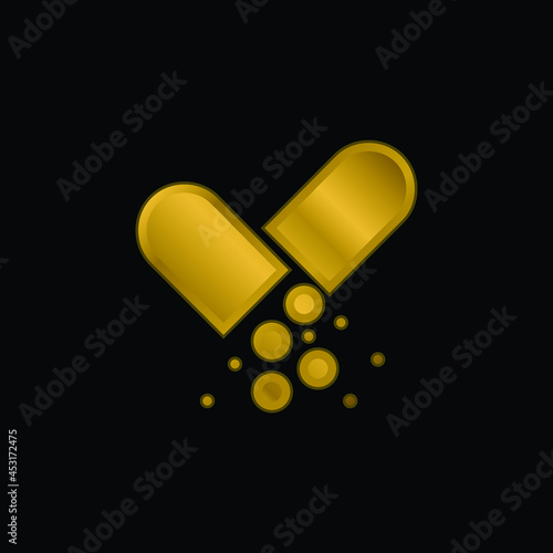 Antibiotic gold plated metalic icon or logo vector