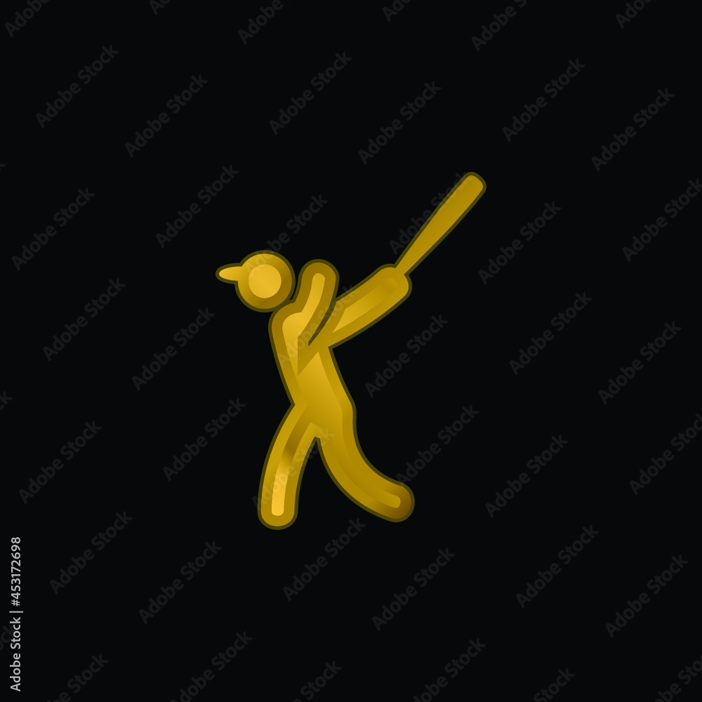 Baseball Player gold plated metalic icon or logo vector Baseball Player gold plated metalic icon or logo vector