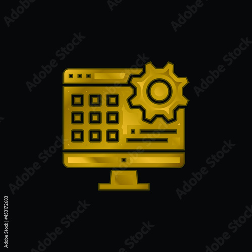 Application gold plated metalic icon or logo vector