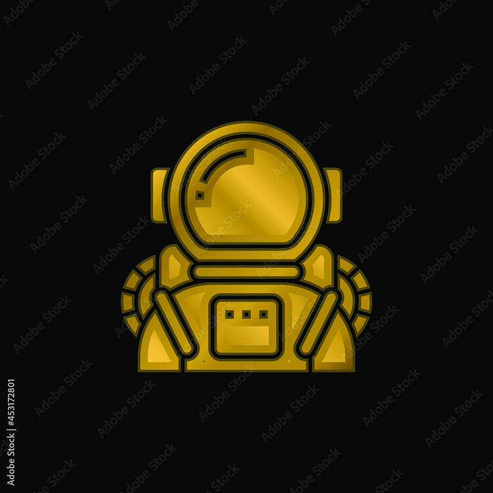 Astronaut gold plated metalic icon or logo vector Astronaut gold plated metalic icon or logo vector