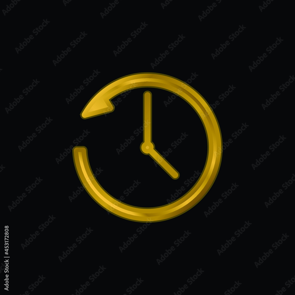 Anti Clockwise gold plated metalic icon or logo vector Anti Clockwise gold plated metalic icon or logo vector