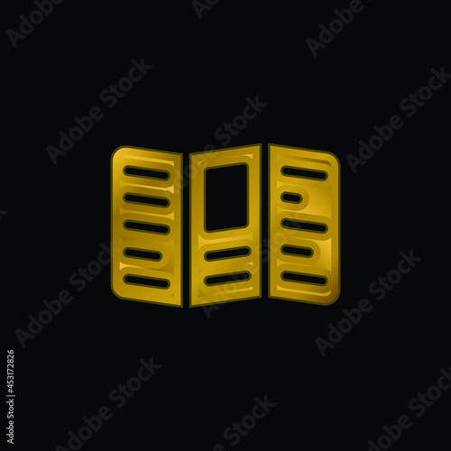 Booklet Text gold plated metalic icon or logo vector