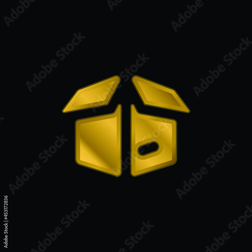 Box gold plated metalic icon or logo vector