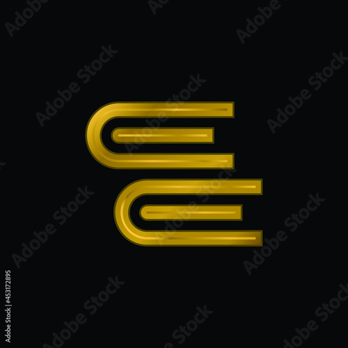 Books gold plated metalic icon or logo vector