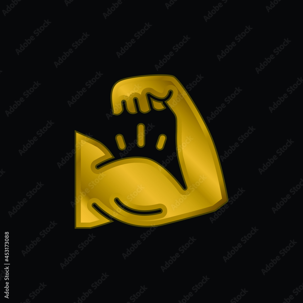 Bodybuilding gold plated metalic icon or logo vector Bodybuilding gold plated metalic icon or logo vector