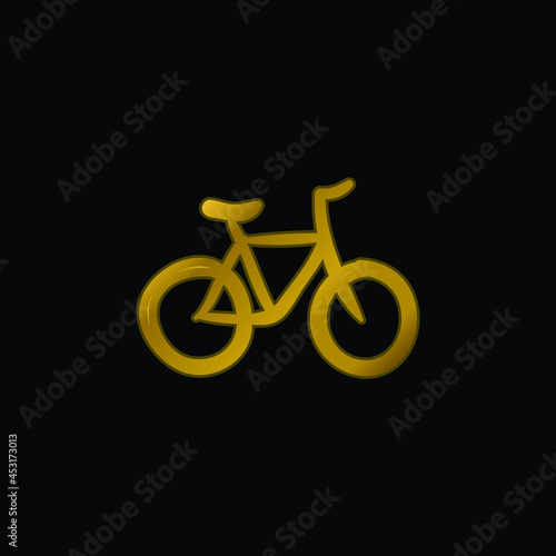 Bicycle Hand Drawn Ecological Transport gold plated metalic icon or logo vector