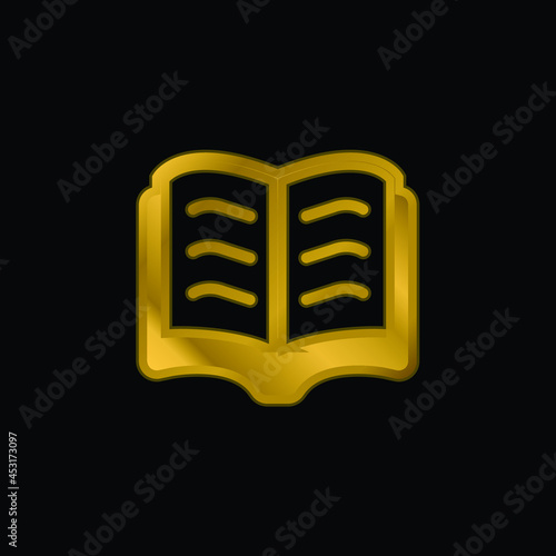 Book gold plated metalic icon or logo vector