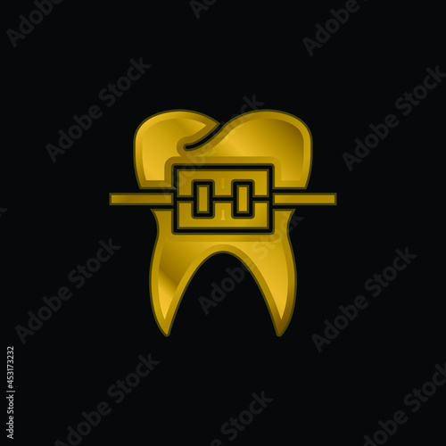 Braces gold plated metalic icon or logo vector