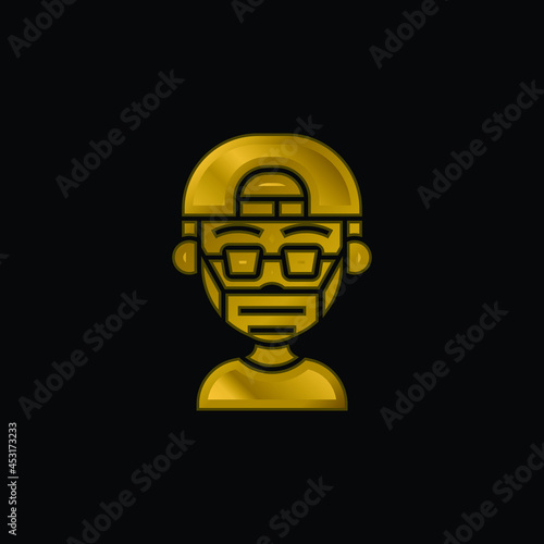 Boy gold plated metalic icon or logo vector