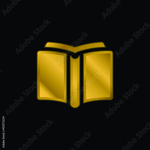 Book gold plated metalic icon or logo vector