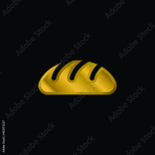 Bread gold plated metalic icon or logo vector
