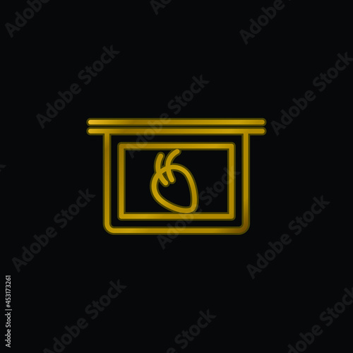 Body Organ With Hair Strands View On Plate gold plated metalic icon or logo vector