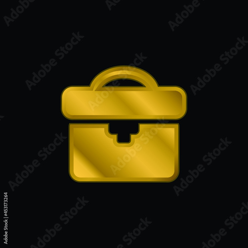 Black Bag gold plated metalic icon or logo vector