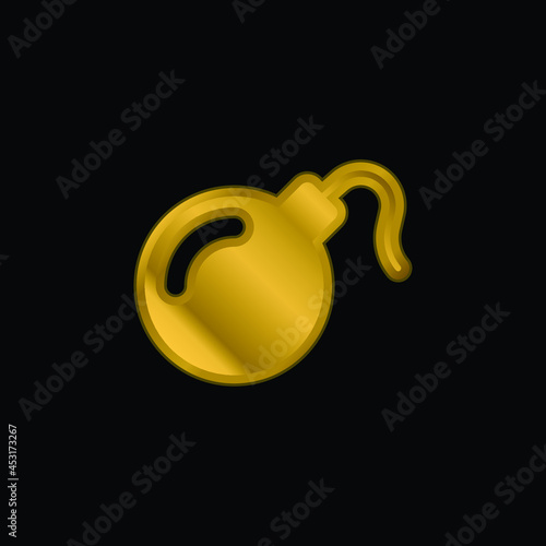 Bomb gold plated metalic icon or logo vector
