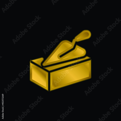 Brick gold plated metalic icon or logo vector