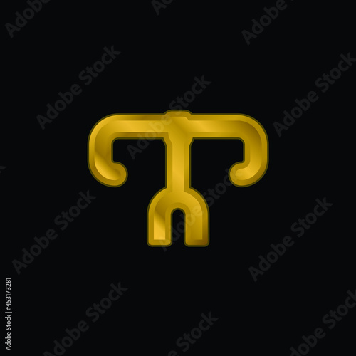 Bicycle gold plated metalic icon or logo vector