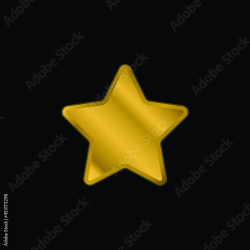 Big Favorite Star gold plated metalic icon or logo vector