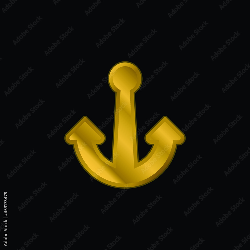 Boat Anchor gold plated metalic icon or logo vector Boat Anchor gold plated metalic icon or logo vector