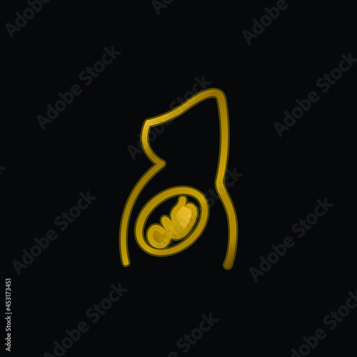 Body Part With Baby Inside gold plated metalic icon or logo vector