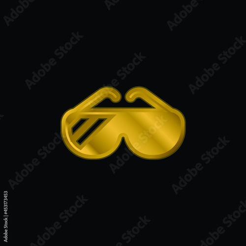 Big Sunglasses gold plated metalic icon or logo vector