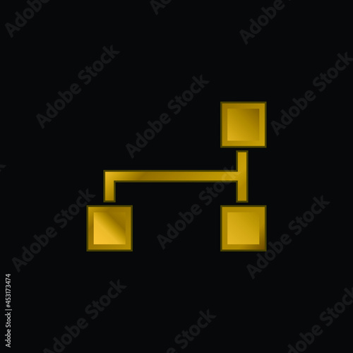 Block Scheme Of Three Black Squares gold plated metalic icon or logo vector