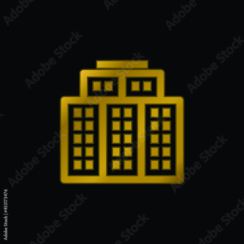 Big Hotel gold plated metalic icon or logo vector