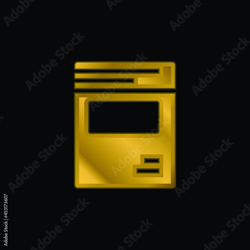 Book gold plated metalic icon or logo vector