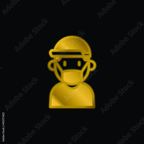Boy gold plated metalic icon or logo vector