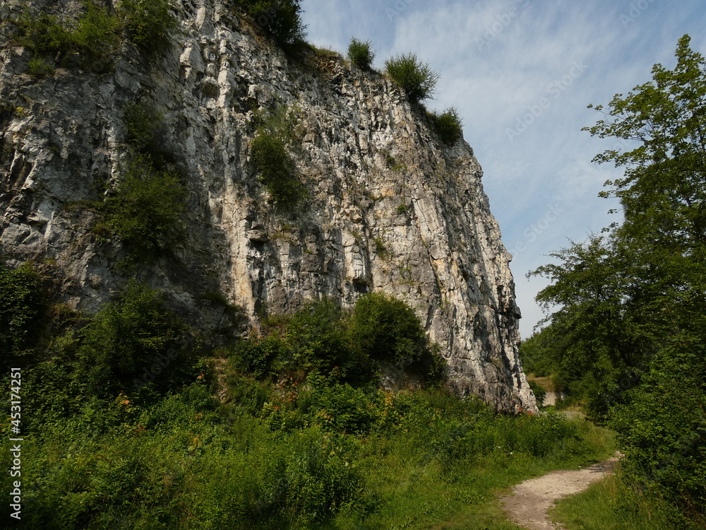 Scenic view of rocky limestone cliffs, Skałki Twardowskiego, Kraków, Poland