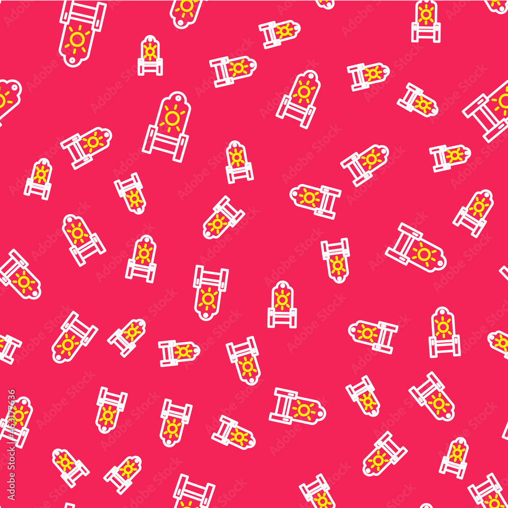 Line Medieval throne icon isolated seamless pattern on red background. Vector Line Medieval throne icon isolated seamless pattern on red background. Vector