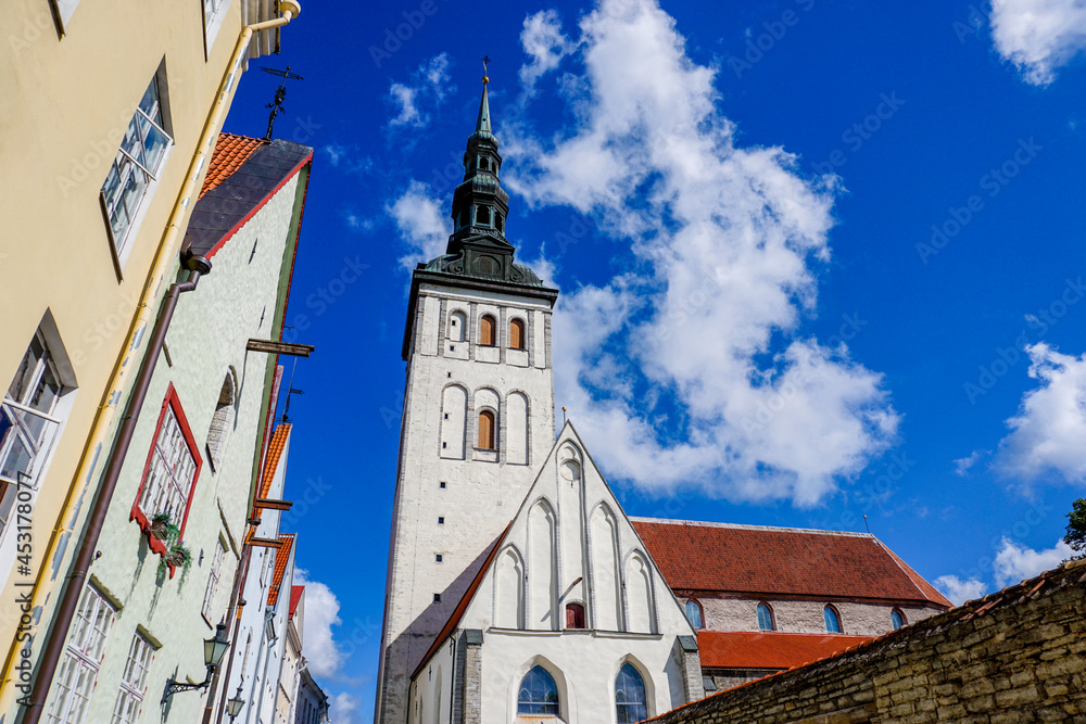 the old town of Tallinn with a historic church
