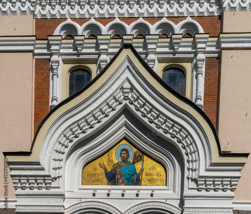 close up view of a mural on the Alexander Nevsky cathedral in Tallinn